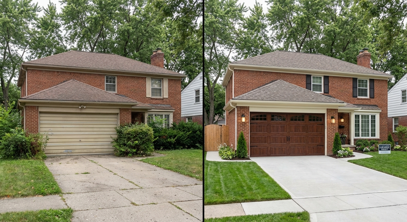 Modern garage door style boosting curb appeal in St. Clair Shores neighborhood