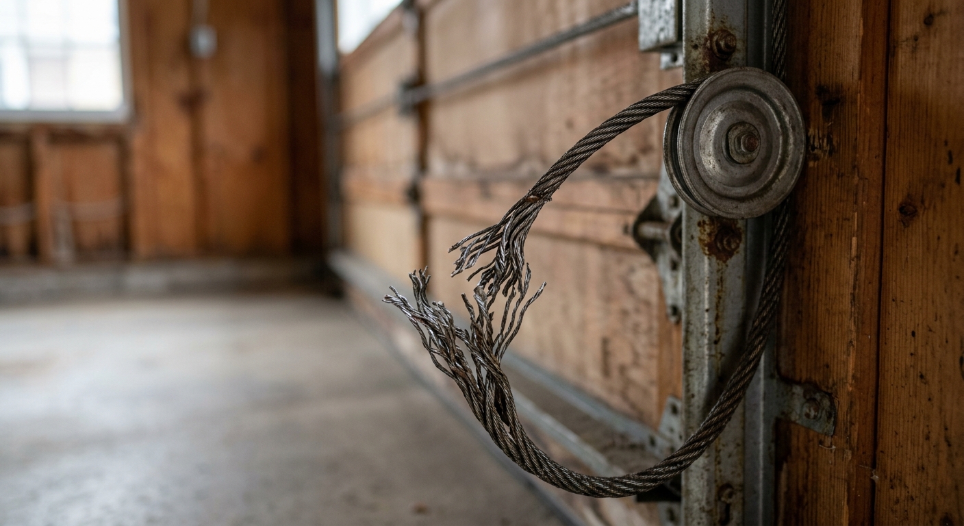 Snapped garage door cable due to poor installation in Grosse Pointe